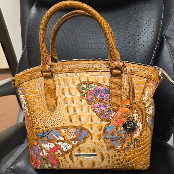 Brahmin Duxbury Satchel-Brand New with Card Case-Honey Brown Gala - Picture 1 of 11